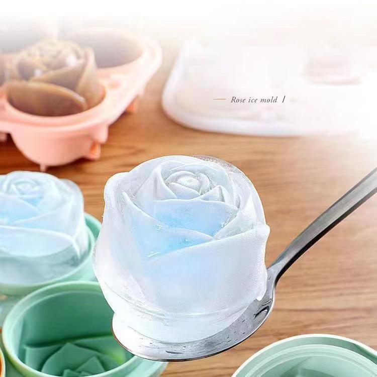Quality Kitchen Gadgets - 3D 로즈 아이스 몰드 4 홀