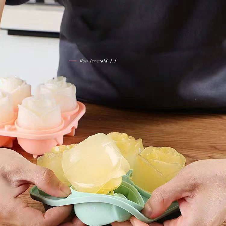 3D 로즈 아이스 몰드 4 홀 아이스 큐브 트레이 몰드 - Quality Kitchen Gadgets 리뷰 및 가격